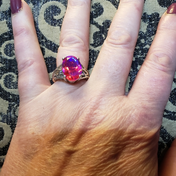 Rare Volcanic Quartz  Ring in Platinum Over Sterling Silver 6.40 ctw - Picture 5 of 10